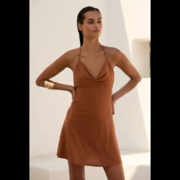 Brand New By Anthropologie Cowl-Neck Mini Dress - Picture 3 of 11